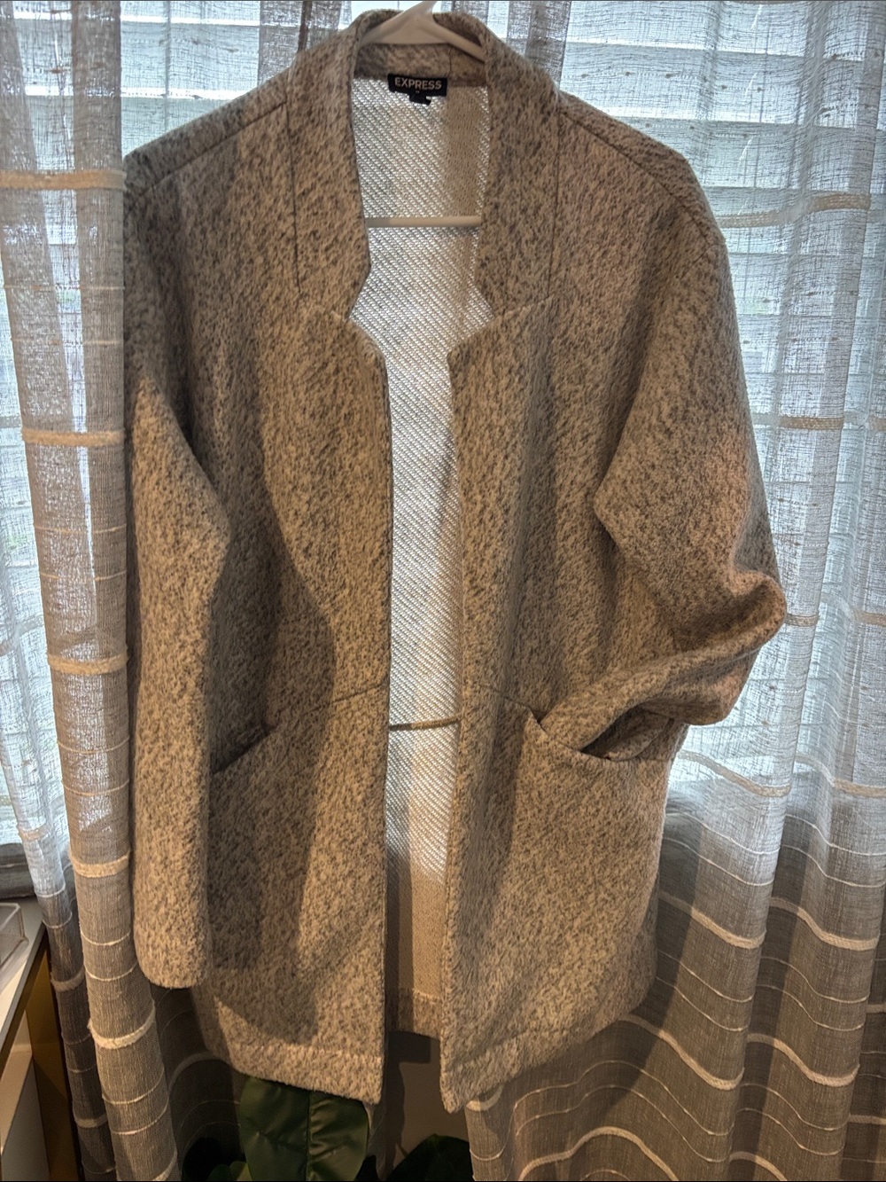 Express Open-Front Heathered Taupe Cardigan